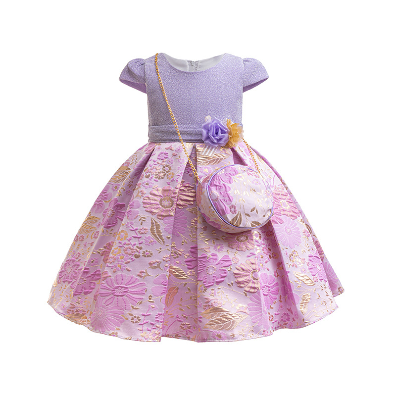Djevojačka trodimenzionalna haljina s printom i šljokicama, luksuzna haljina princeze za rođendan, dječja haljina za scensku predstavu
