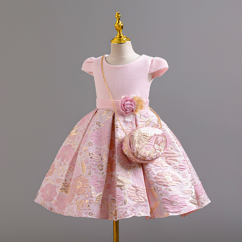 Djevojačka trodimenzionalna haljina s printom i šljokicama, luksuzna haljina princeze za rođendan, dječja haljina za scensku predstavu