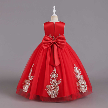 Νέο φόρεμα πριγκίπισσας για κορίτσια με πούλιες, φούστα και παράσταση, φόρεμα με δαντέλα για πάρτι, μακρύ φόρεμα, νυφικό για κορίτσια λουλουδιών