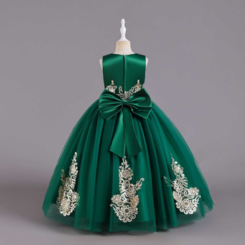 Νέο φόρεμα πριγκίπισσας για κορίτσια με πούλιες, φούστα και παράσταση, φόρεμα με δαντέλα για πάρτι, μακρύ φόρεμα, νυφικό για κορίτσια λουλουδιών