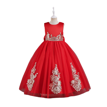 Νέο φόρεμα πριγκίπισσας για κορίτσια με πούλιες, φούστα και παράσταση, φόρεμα με δαντέλα για πάρτι, μακρύ φόρεμα, νυφικό για κορίτσια λουλουδιών