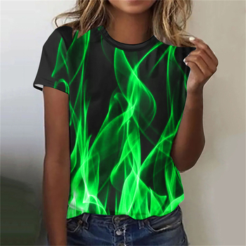 Serijski broj 27 T velika verzija ženske majice kratkih rukava s printom plamena proizvođača izvora prekogranične vanjske trgovine može se prilagoditi