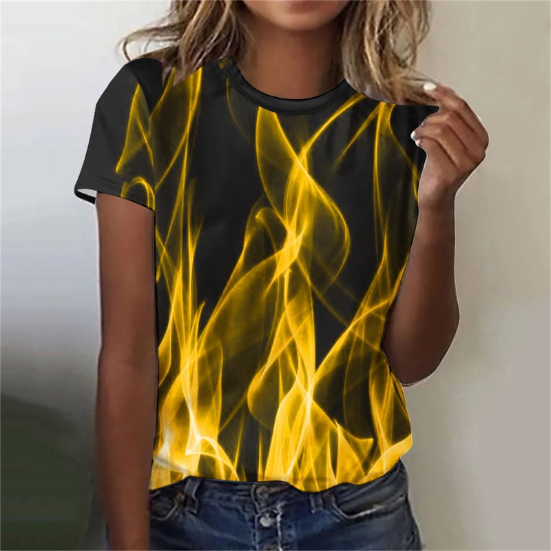 Serijski broj 27 T velika verzija ženske majice kratkih rukava s printom plamena proizvođača izvora prekogranične vanjske trgovine može se prilagoditi