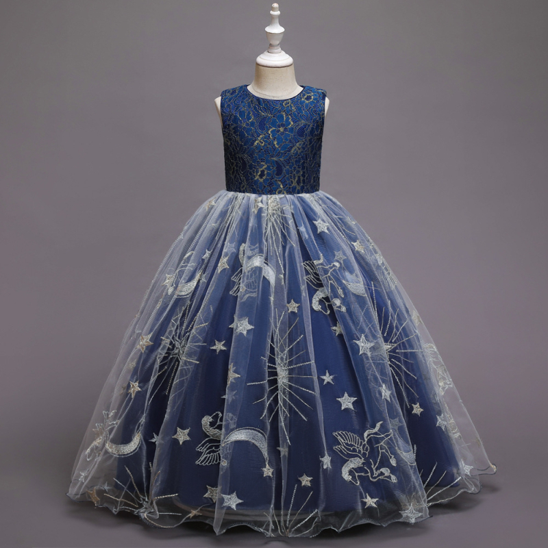 Nova europska i američka dječja haljina, haljina za princezu, djevojačka haljina, elegantna duga mrežasta haljina, haljina za klavirsku izvedbu