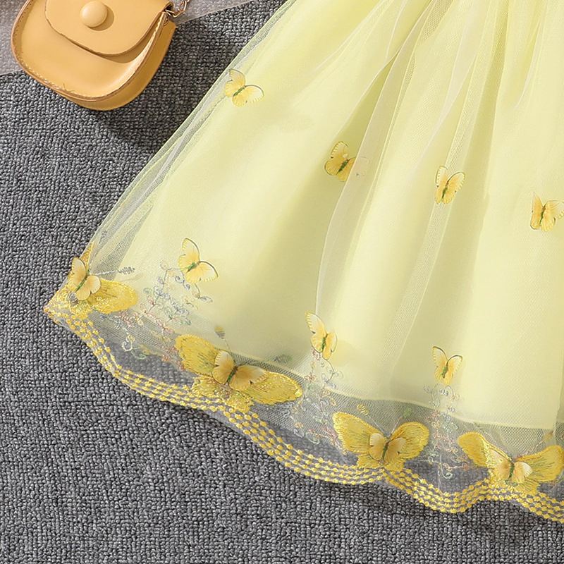 Djevojačka haljina, europska i američka dječja odjeća, 25 ljetnih novih stilova, bez rukava, čipkasta mrežasta haljina s prošivenim rukavima, slatka princezina haljina