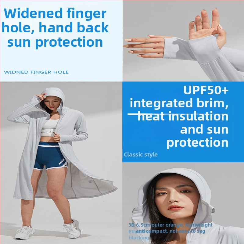 2025 Дълги слънцезащитни дрехи за жени, слънцезащита за цялото тяло, UV защита, пролетно и лятно охлаждащо облекло за открито от ледена коприна, дишащо слънцезащитно облекло