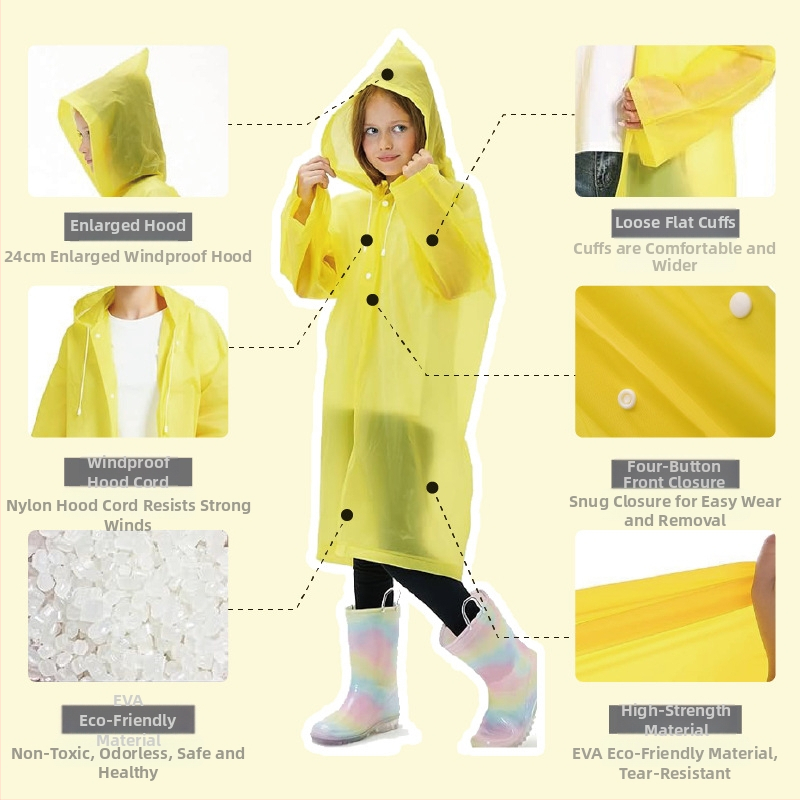 Търговия на едро с удебелен детски дъждобран за еднократна употреба Eva, удебелен, съединен, училищен, за пътуване на открито, живописно място, производител на едро