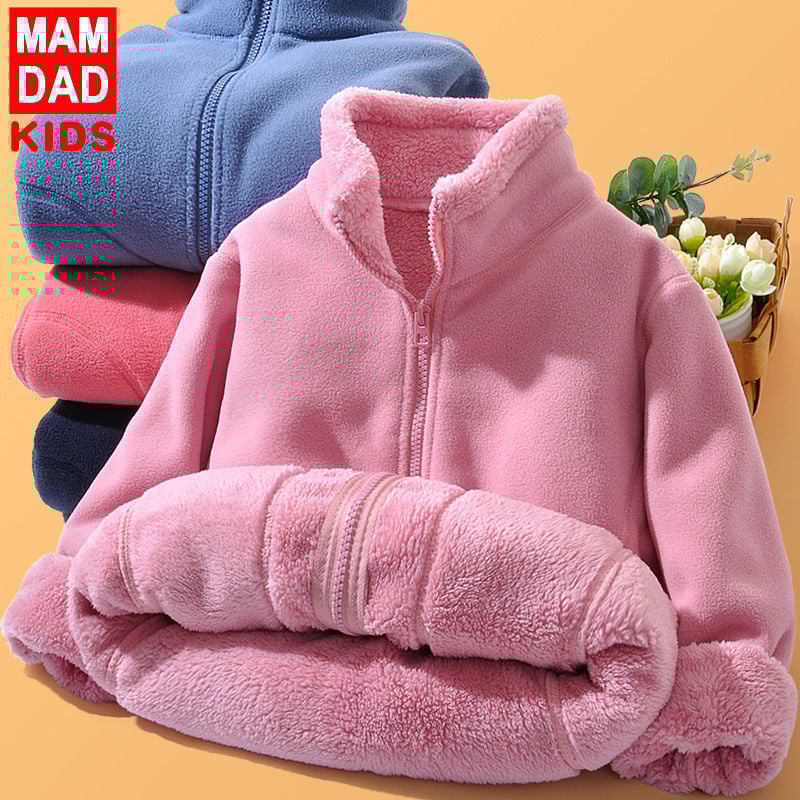 Jachetă din fleece polar cu guler înalt pentru copii, transport gratuit, pentru toamnă și iarnă, fete, îngroșată și caldă, cu fleece, băieți și bebeluși