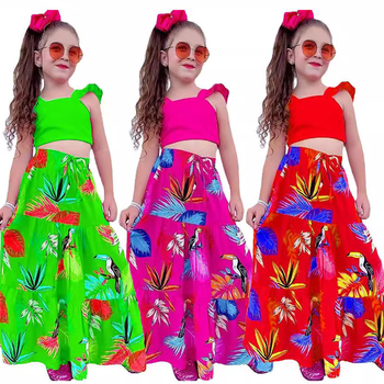 Amazon ins στυλ εξωτερικού εμπορίου παιδικά ρούχα 2024 νέα μόδα casual κοντό γιλέκο μεγάλη φούστα κοστούμι M8028