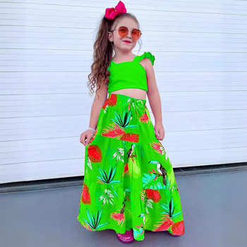 Amazon ins στυλ εξωτερικού εμπορίου παιδικά ρούχα 2024 νέα μόδα casual κοντό γιλέκο μεγάλη φούστα κοστούμι M8028