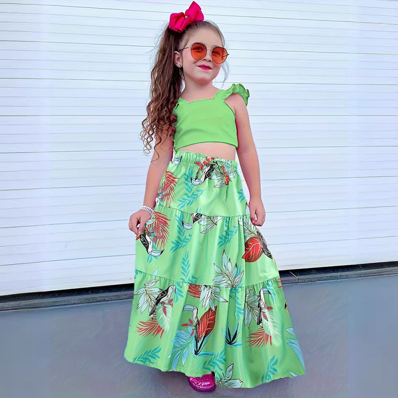 Amazon ins στυλ εξωτερικού εμπορίου παιδικά ρούχα 2024 νέα μόδα casual κοντό γιλέκο μεγάλη φούστα κοστούμι M8028