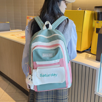 Õpilase koolikott naistele kontrastset värvi värvi väärtus arvuti seljakott suure mahutavusega keskkooliõpilase kott koolihooaja seljakott