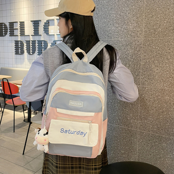 Õpilase koolikott naistele kontrastset värvi värvi väärtus arvuti seljakott suure mahutavusega keskkooliõpilase kott koolihooaja seljakott