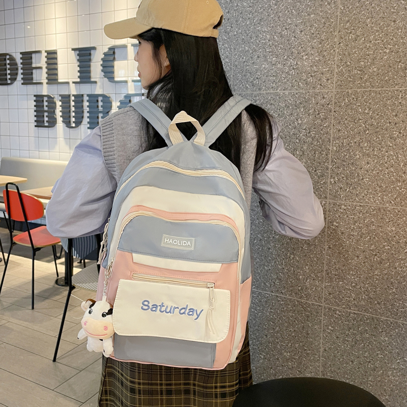 Õpilase koolikott naistele kontrastset värvi värvi väärtus arvuti seljakott suure mahutavusega keskkooliõpilase kott koolihooaja seljakott