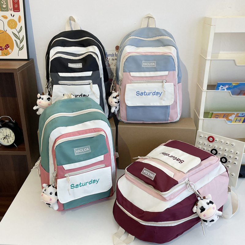 Õpilase koolikott naistele kontrastset värvi värvi väärtus arvuti seljakott suure mahutavusega keskkooliõpilase kott koolihooaja seljakott