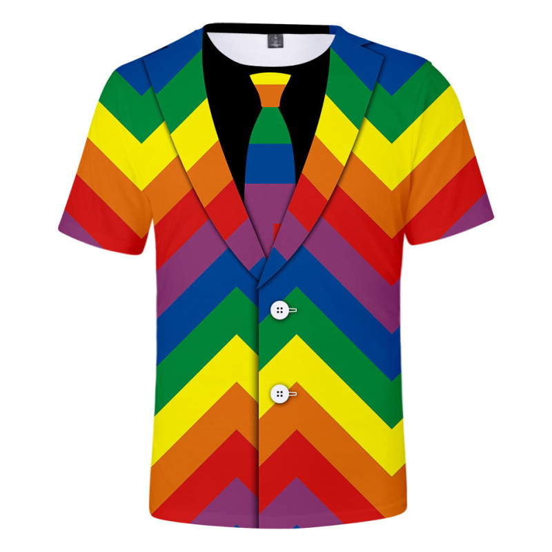 Prekogranična ljetna nova 3D printana majica kratkih rukava Kreativna parodija muškog odijela 3D printana prozračna majica kratkih rukava s okruglim izrezom