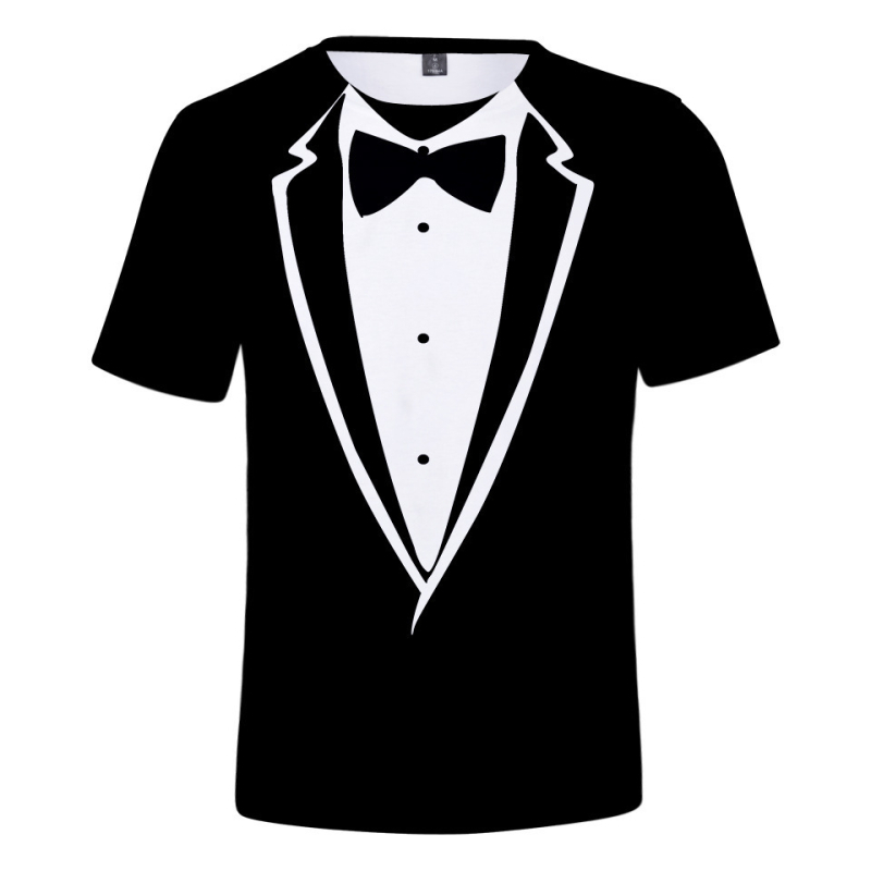 Prekogranična ljetna nova 3D printana majica kratkih rukava Kreativna parodija muškog odijela 3D printana prozračna majica kratkih rukava s okruglim izrezom