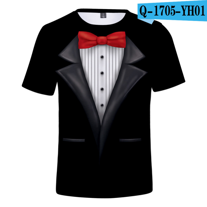 Prekogranična ljetna nova 3D printana majica kratkih rukava Kreativna parodija muškog odijela 3D printana prozračna majica kratkih rukava s okruglim izrezom