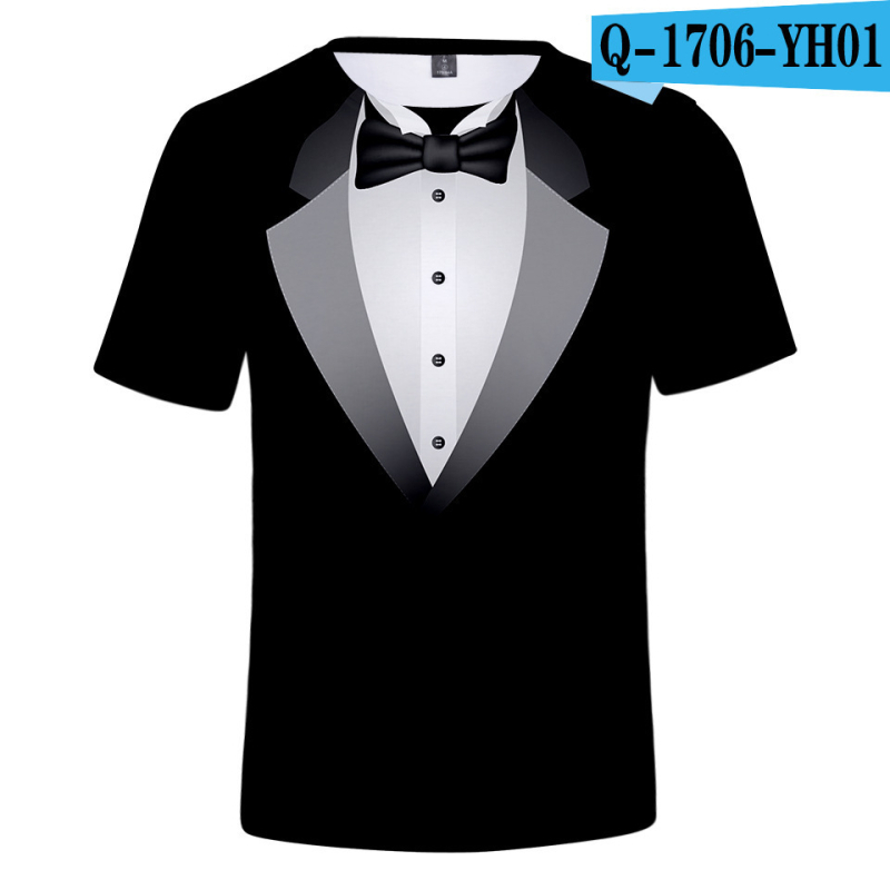 Prekogranična ljetna nova 3D printana majica kratkih rukava Kreativna parodija muškog odijela 3D printana prozračna majica kratkih rukava s okruglim izrezom