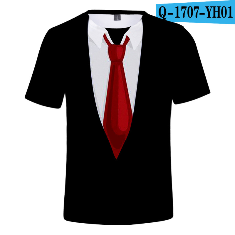 Prekogranična ljetna nova 3D printana majica kratkih rukava Kreativna parodija muškog odijela 3D printana prozračna majica kratkih rukava s okruglim izrezom