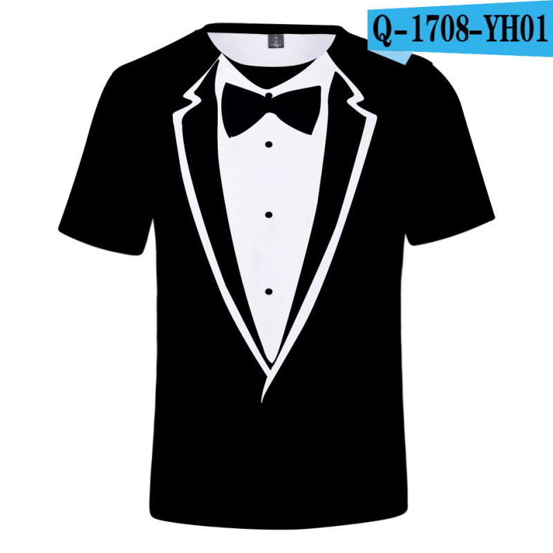 Prekogranična ljetna nova 3D printana majica kratkih rukava Kreativna parodija muškog odijela 3D printana prozračna majica kratkih rukava s okruglim izrezom