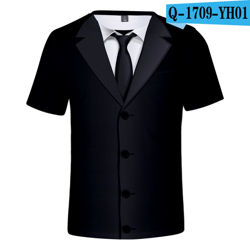 Prekogranična ljetna nova 3D printana majica kratkih rukava Kreativna parodija muškog odijela 3D printana prozračna majica kratkih rukava s okruglim izrezom