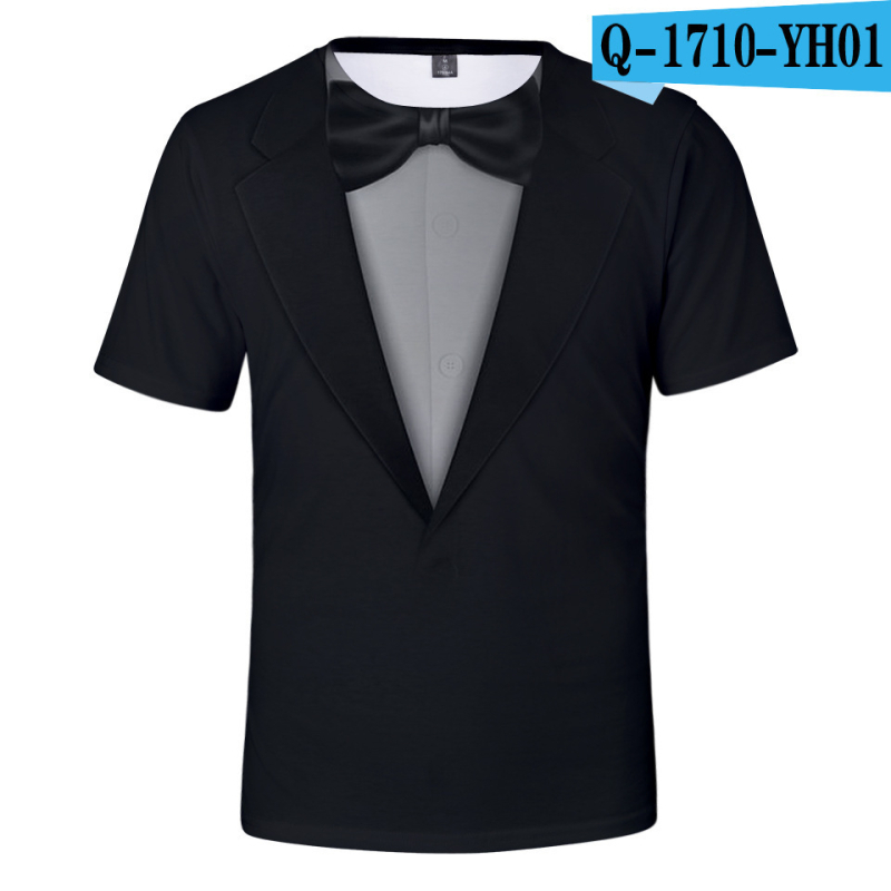 Prekogranična ljetna nova 3D printana majica kratkih rukava Kreativna parodija muškog odijela 3D printana prozračna majica kratkih rukava s okruglim izrezom