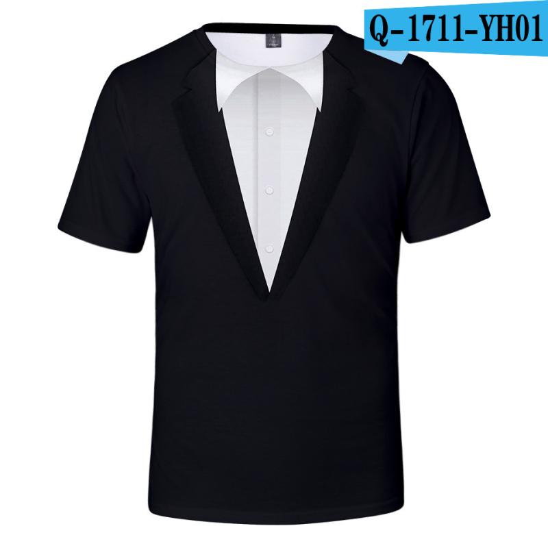 Prekogranična ljetna nova 3D printana majica kratkih rukava Kreativna parodija muškog odijela 3D printana prozračna majica kratkih rukava s okruglim izrezom