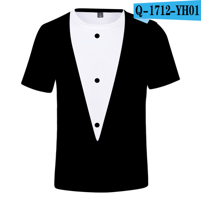 Prekogranična ljetna nova 3D printana majica kratkih rukava Kreativna parodija muškog odijela 3D printana prozračna majica kratkih rukava s okruglim izrezom