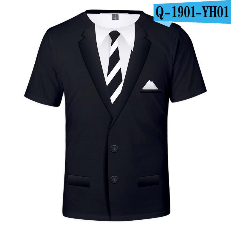 Prekogranična ljetna nova 3D printana majica kratkih rukava Kreativna parodija muškog odijela 3D printana prozračna majica kratkih rukava s okruglim izrezom