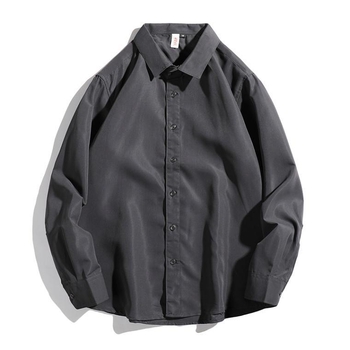 Ρετρό Μοντέρνο Απλό Μονόχρωμο Πουκάμισο με Μακρυμάνικο Στυλ για Άνδρες και Γυναίκες Άνοιξη, Χαλαρό, Ολόσωμο Πουκάμισο