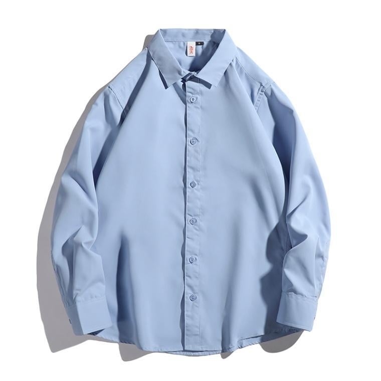 Bărbați și femei, cămașă casual cu mânecă lungă, stil retro, stil la modă, culoare solidă, stil simplu, stil retro