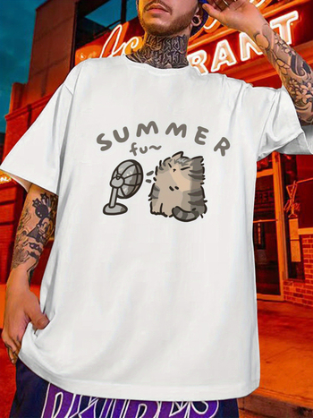 Ανδρικό καλοκαιρινό μπλουζάκι με κοντό μανίκι και γραφικά κινουμένων σχεδίων