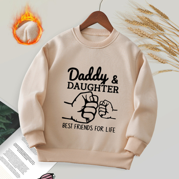 SHEIN Piiriülene Tüdrukute Sügis- ja Talvine Pikkade Varrukatega Fliisvoodriga Kampsun Lihtsa Kirjatrükiga Vabaaja Paksendatud Ümara Kaelusega Lasteriided