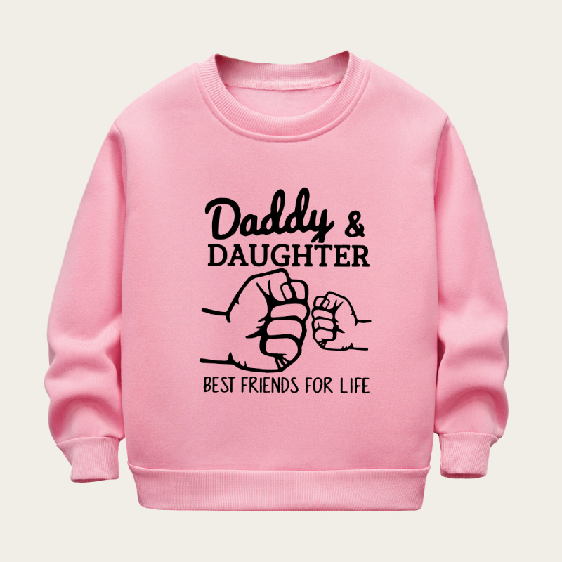 SHEIN Piiriülene Tüdrukute Sügis- ja Talvine Pikkade Varrukatega Fliisvoodriga Kampsun Lihtsa Kirjatrükiga Vabaaja Paksendatud Ümara Kaelusega Lasteriided