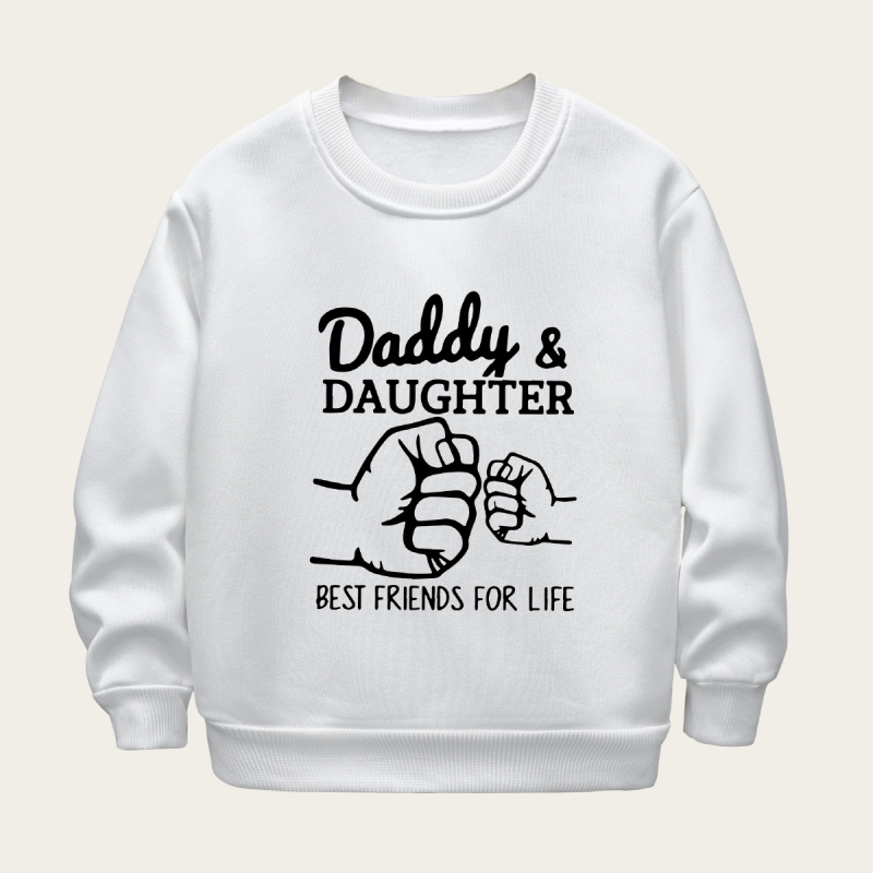 SHEIN Piiriülene Tüdrukute Sügis- ja Talvine Pikkade Varrukatega Fliisvoodriga Kampsun Lihtsa Kirjatrükiga Vabaaja Paksendatud Ümara Kaelusega Lasteriided