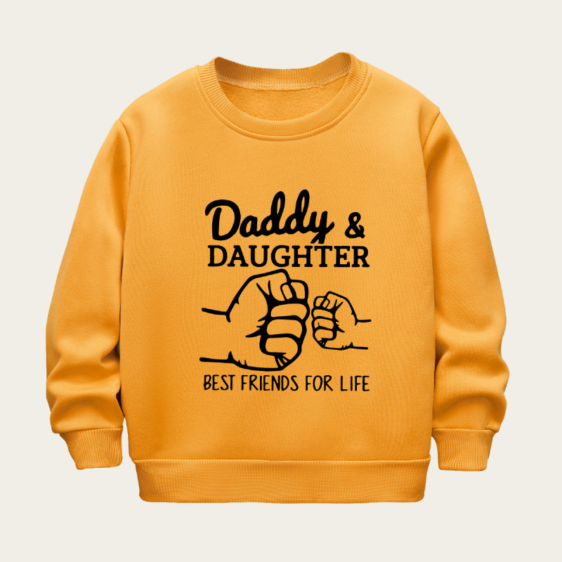 SHEIN Piiriülene Tüdrukute Sügis- ja Talvine Pikkade Varrukatega Fliisvoodriga Kampsun Lihtsa Kirjatrükiga Vabaaja Paksendatud Ümara Kaelusega Lasteriided