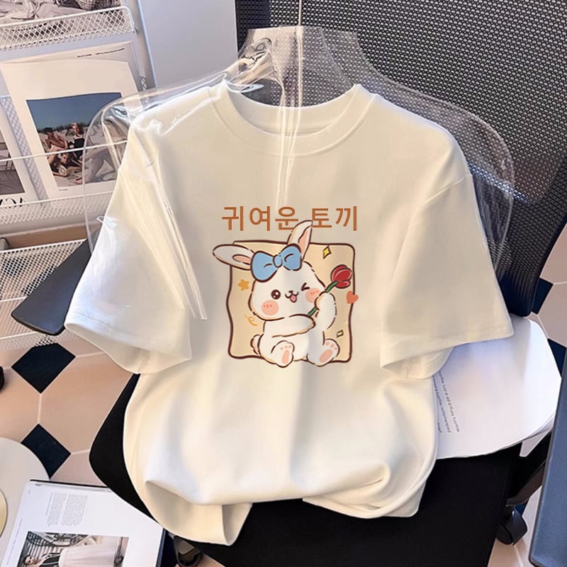 Vara 2024, versiune coreeană nouă a tricoului scurt alb din bumbac pentru copii mari, imprimat cu Joker, lot direct din fabrică pentru fani, la modă