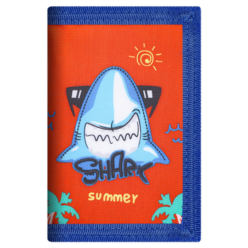 Paprasta studentų poliesterio maža piniginė, miela animacinių filmukų ryklio vaikiška berniukų piniginė, maža, šviežia, 30 % trumpa monetų piniginė