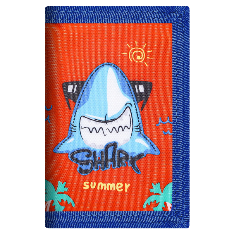 Paprasta studentų poliesterio maža piniginė, miela animacinių filmukų ryklio vaikiška berniukų piniginė, maža, šviežia, 30 % trumpa monetų piniginė