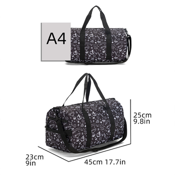 Vienkārša pārnēsājama ceļojumu soma sporta fitnesam ar lielu ietilpību, plecu soma pāri plecam, Oksfordas auduma multfilmu apdrukāta ceļojumu soma