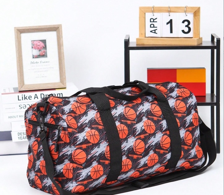 Vienkārša pārnēsājama ceļojumu soma sporta fitnesam ar lielu ietilpību, plecu soma pāri plecam, Oksfordas auduma multfilmu apdrukāta ceļojumu soma