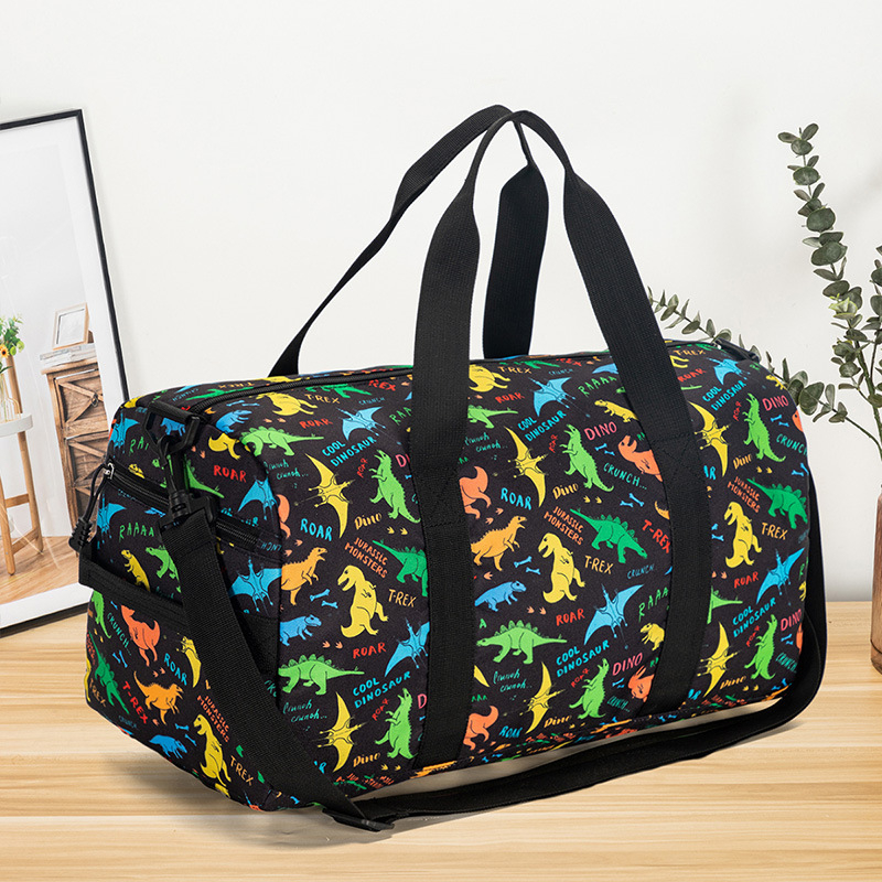 Vienkārša pārnēsājama ceļojumu soma sporta fitnesam ar lielu ietilpību, plecu soma pāri plecam, Oksfordas auduma multfilmu apdrukāta ceļojumu soma