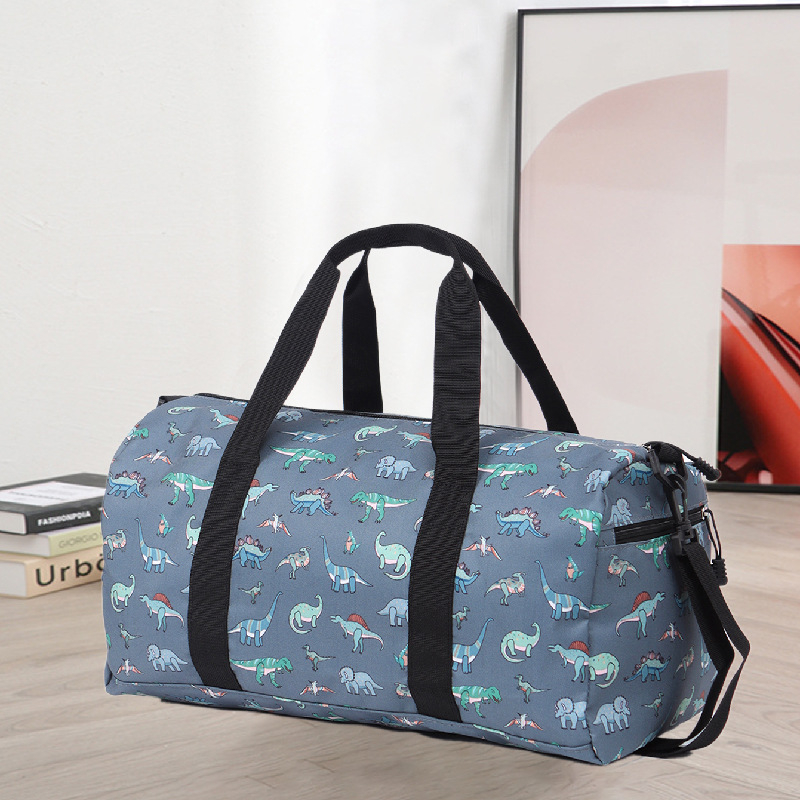 Vienkārša pārnēsājama ceļojumu soma sporta fitnesam ar lielu ietilpību, plecu soma pāri plecam, Oksfordas auduma multfilmu apdrukāta ceļojumu soma