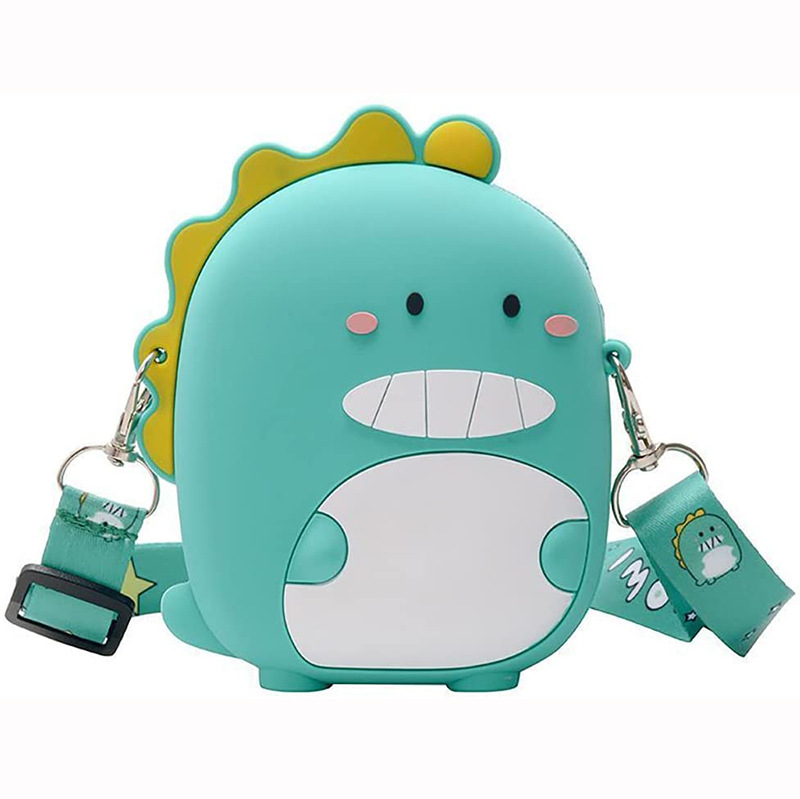 Rucsac mediu din silicon cu desene animate, portofel mini pentru fete, portofel crossbody cu dinozauri, geantă mică pentru copii, geantă de umăr mică, portofel tip clutch