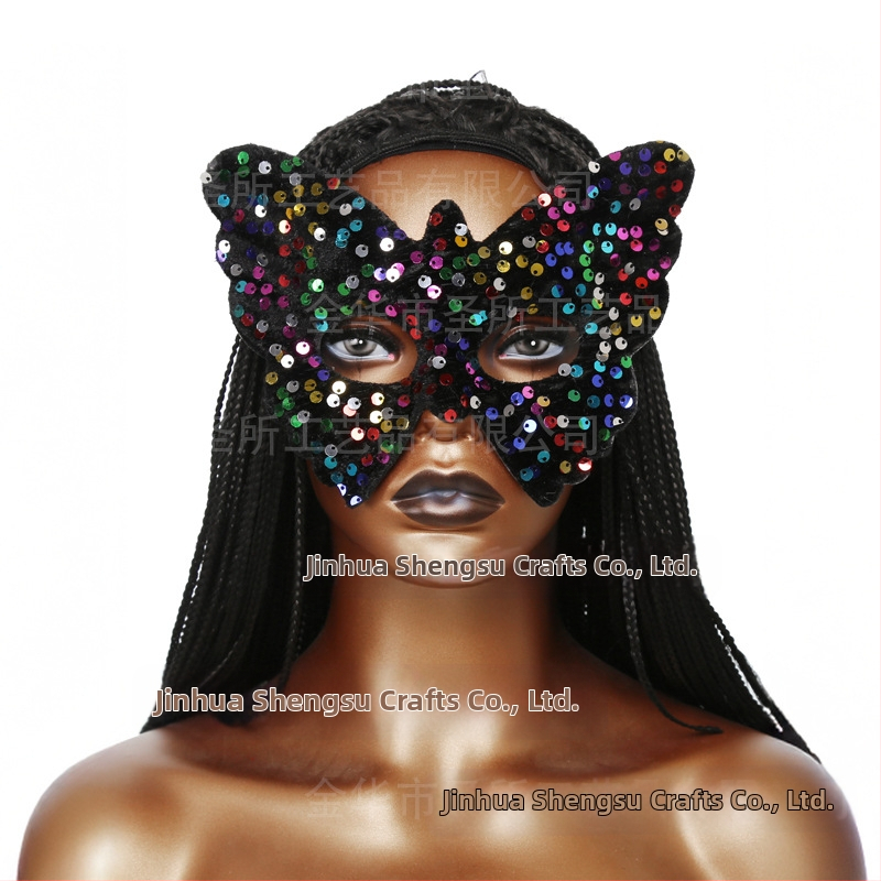 Маска за Хелоуин с котка от Cross Border Hot Cat, Маска на Черната пантера, Маска на Черната котка, Дантелена котешка маска, Маска за котка с пайети