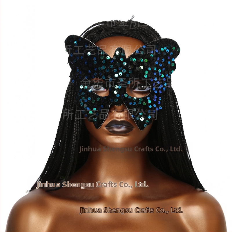 Маска за Хелоуин с котка от Cross Border Hot Cat, Маска на Черната пантера, Маска на Черната котка, Дантелена котешка маска, Маска за котка с пайети