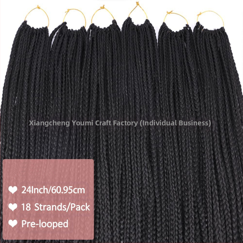 Перука Xuchang за жени, плетена на една кука, трикичурни плитки, синтетична плетена коса