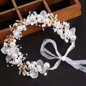 Super fėjos baltų lapų galvos juosta, gėlių vainikas, perlų plaukų juosta, nuotakos karūna, saldi europietiško stiliaus vestuvinė suknelė, vaikiški galvos apdangalai