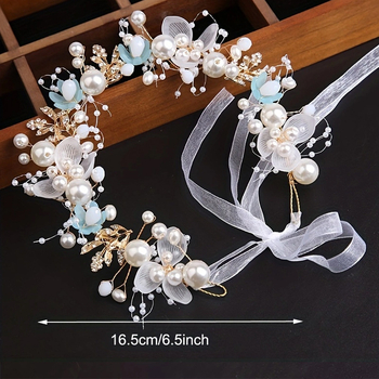 Super fėjos baltų lapų galvos juosta, gėlių vainikas, perlų plaukų juosta, nuotakos karūna, saldi europietiško stiliaus vestuvinė suknelė, vaikiški galvos apdangalai